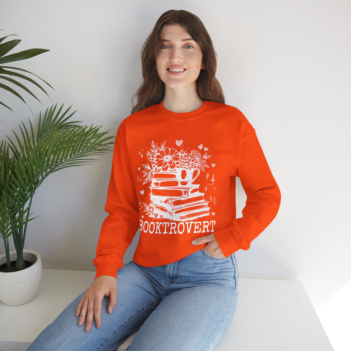 Booktrovert – Gildan Heavy Blend | Trendy Women’s Soft Sweatshirt. Direct to Garment. Printed & Shipped in the USA. Unisex Sizes.