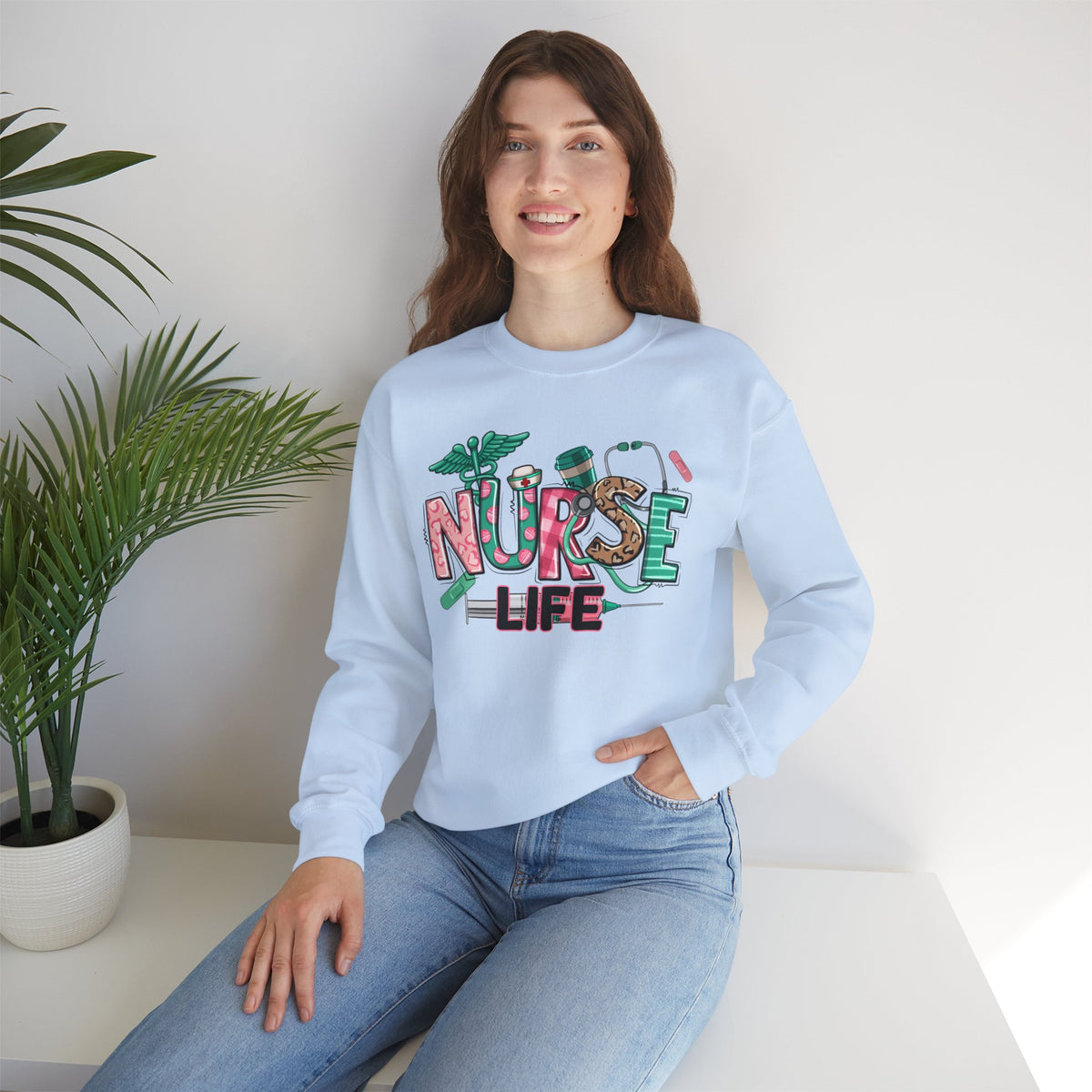 Nurse Life Cute Preppy Healthcare – Gildan Heavy Blend | Trendy Women’s Soft Sweatshirt. Direct to Garment. Printed & Shipped in the USA. Unisex Sizes.