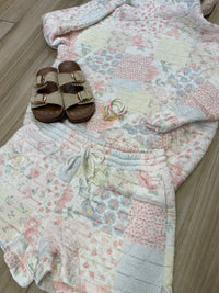 Floral Textured Quilted-Print Hoodie