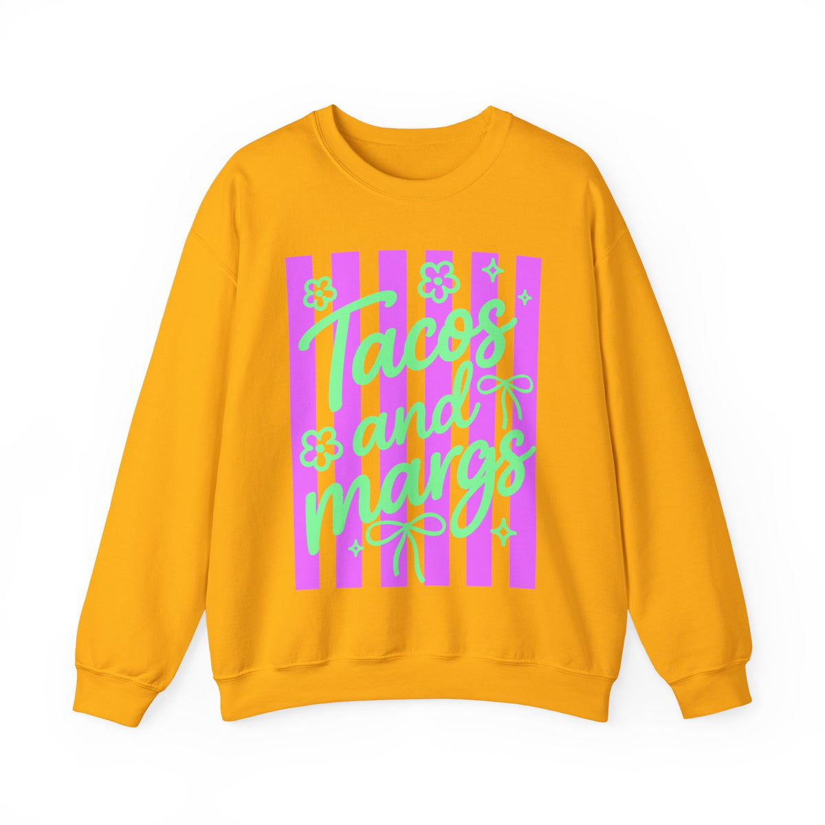 Tacos and Margs – Gildan Heavy Blend | Trendy Women’s Soft Sweatshirt. Direct to Garment. Printed & Shipped in the USA. Unisex Sizes.