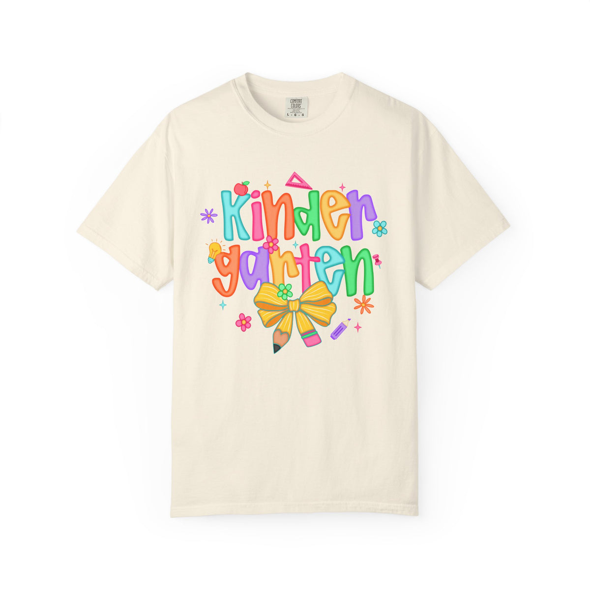 Coquette Kindergarten Pencil Bow - Comfort Colors | Trendy Women's T-Shirt. Direct to Garment. Printed & Shipped in the USA. Unisex Sizes.