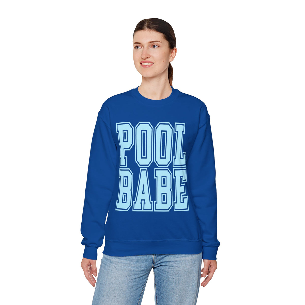 Pool Babe – Gildan Heavy Blend | Trendy Women’s Soft Sweatshirt. Direct to Garment. Printed & Shipped in the USA. Unisex Sizes.