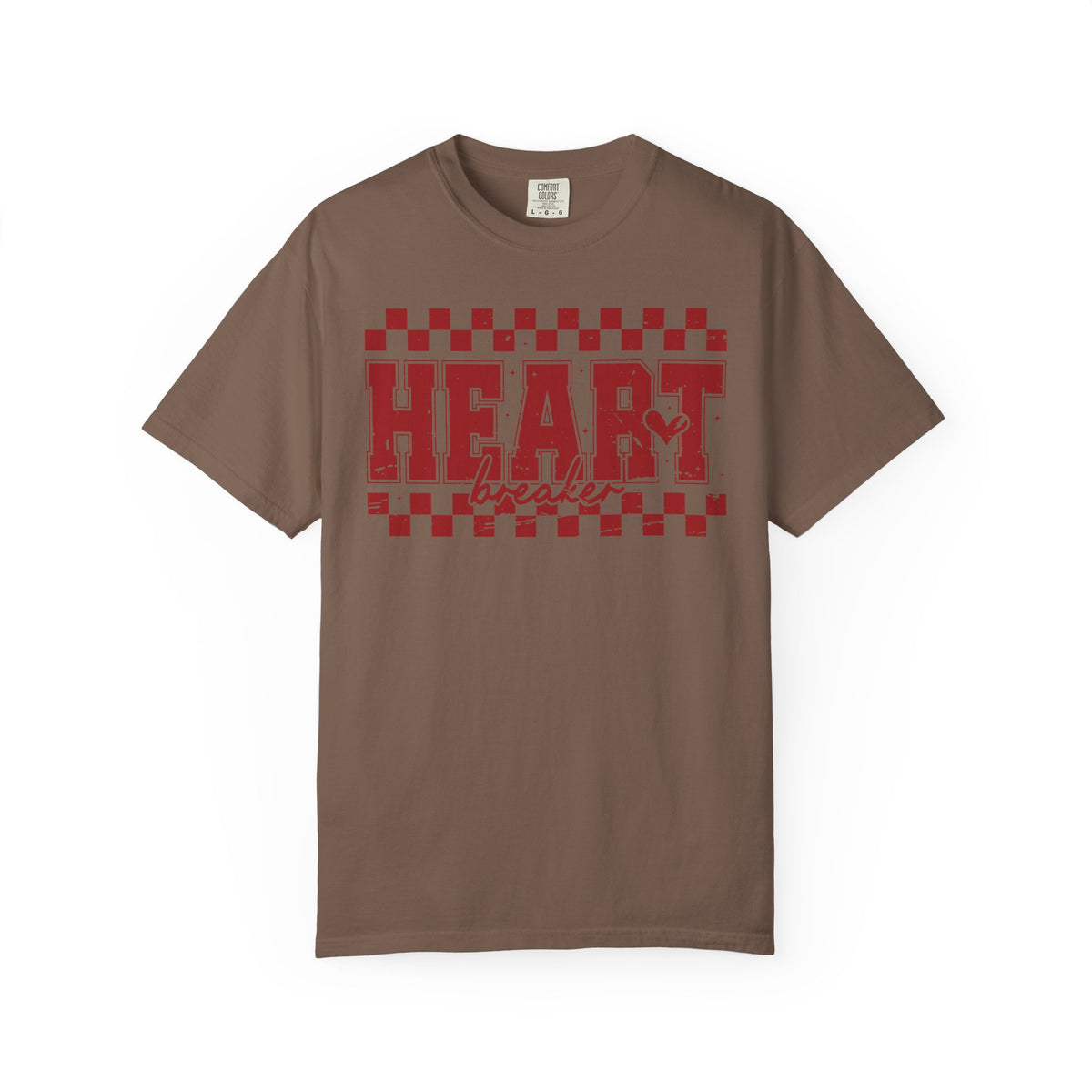 Heart Breaker, Red Checkered Distressed - Comfort Colors | Trendy Women's T-Shirt. Direct to Garment. Printed & Shipped in the USA. Unisex Sizes.
