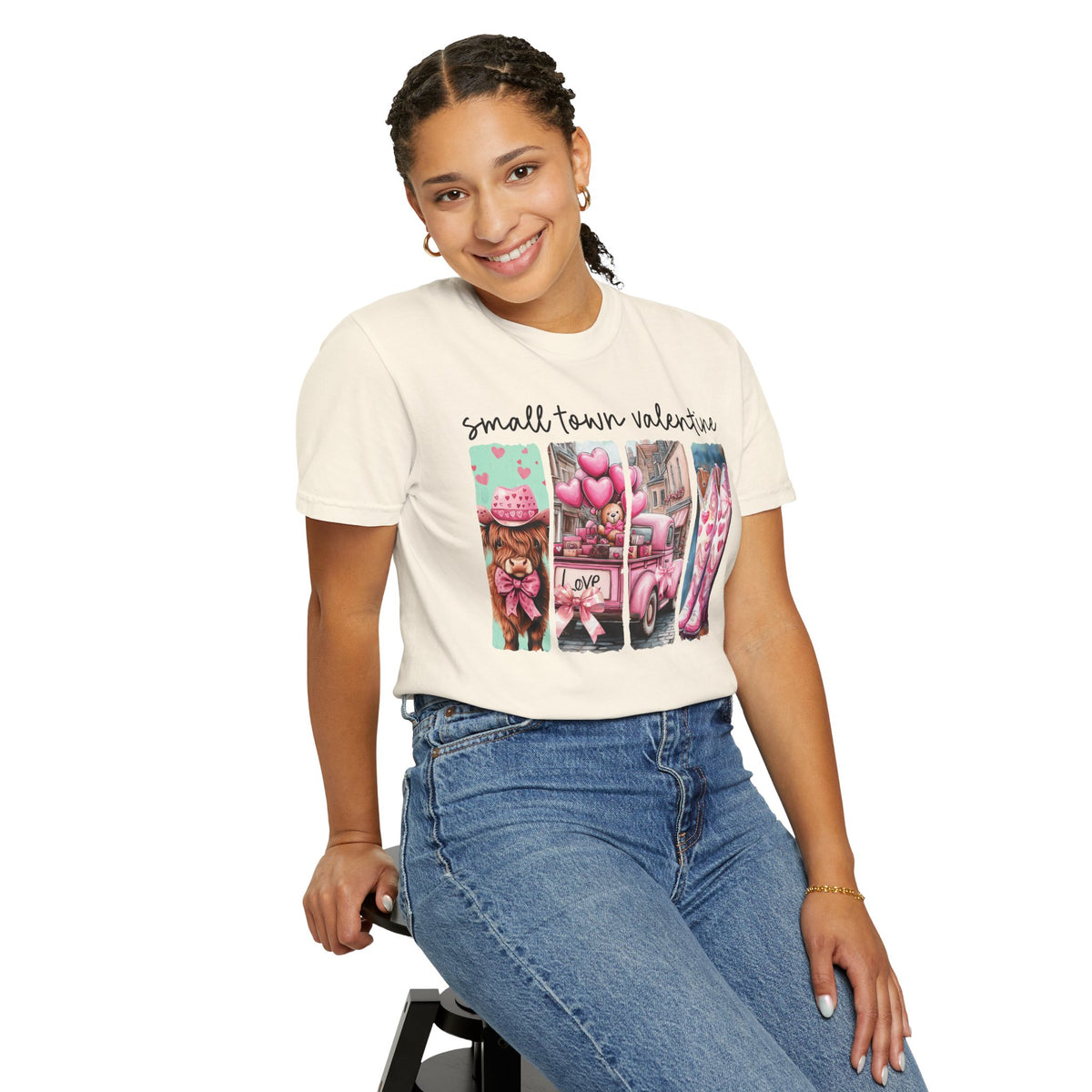 Small Town Valentine - Comfort Colors | Trendy Women's T-Shirt. Direct to Garment. Printed & Shipped in the USA. Unisex Sizes.