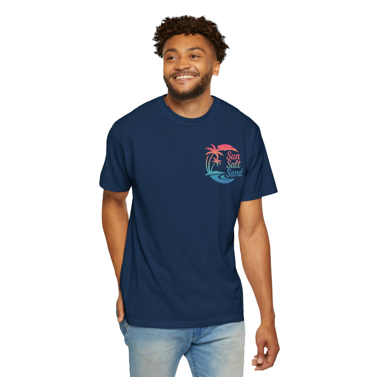 Sun Salt Sand, Beach Sunset - Front & Back Print - Comfort Colors | Trendy Women's and Men's T-Shirt. Direct to Garment. Printed & Shipped in the USA. Unisex Sizes.