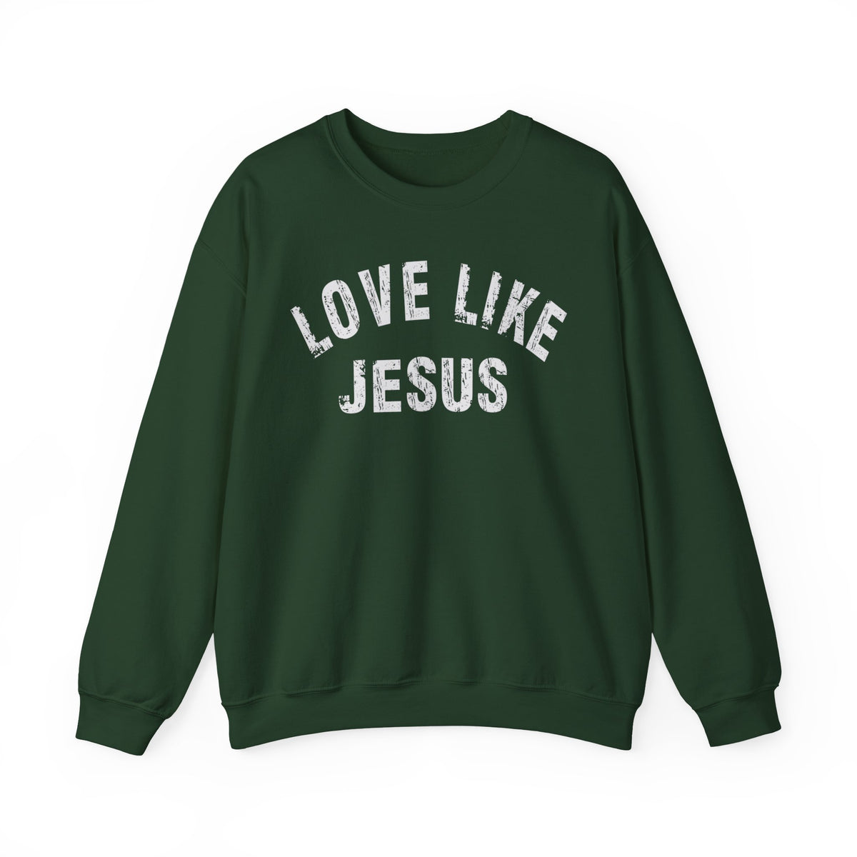 Love Like Jesus - Distressed – Gildan Heavy Blend | Trendy Men's and Women’s Soft Sweatshirt. Direct to Garment. Printed & Shipped in the USA. Unisex Sizes.