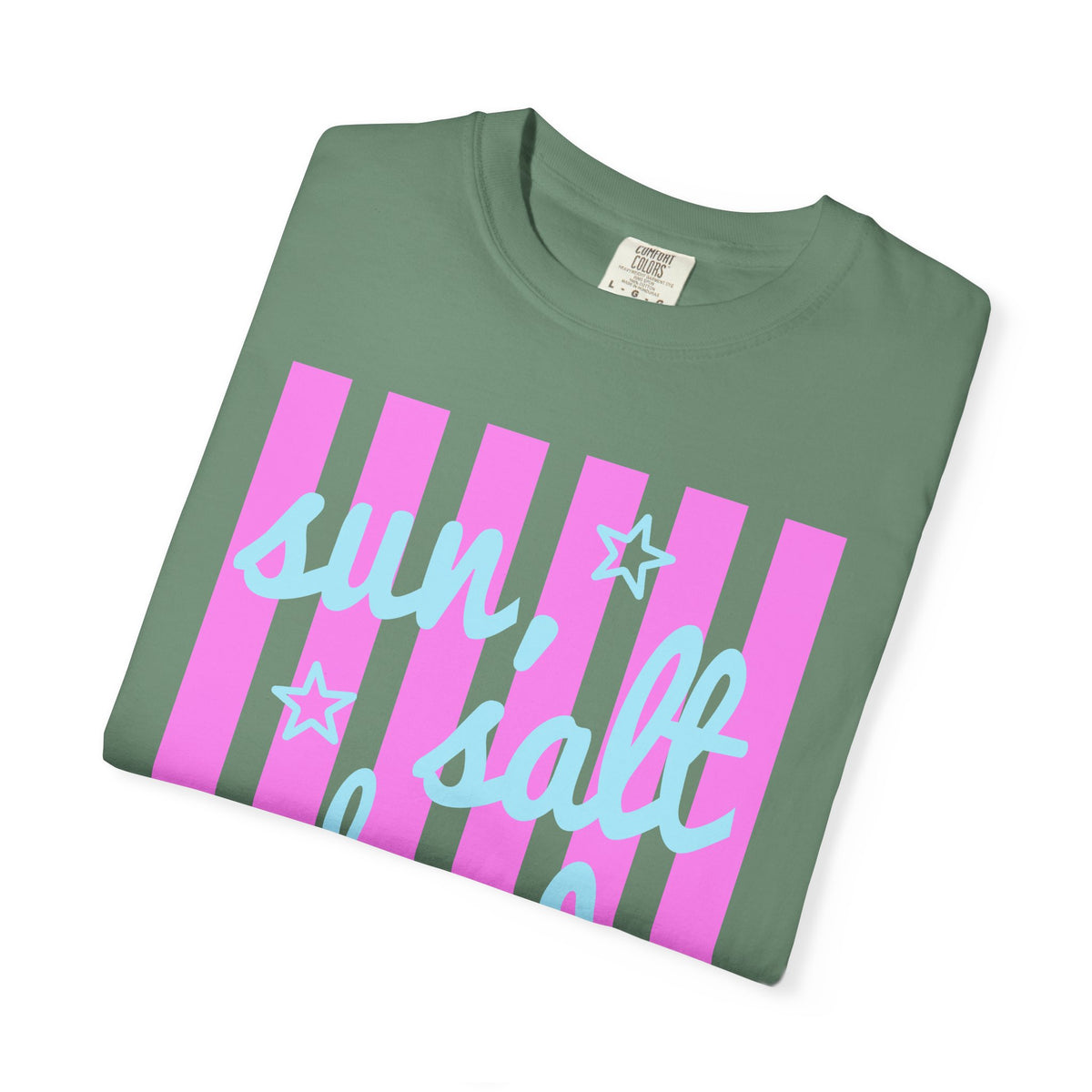 Sun, Salt and Sand - Comfort Colors | Trendy Women's T-Shirt. Direct to Garment. Printed & Shipped in the USA. Unisex Sizes.
