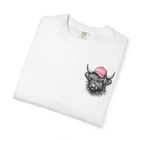 Head Heffa Highland Cow, Front & Back Print - Comfort Colors | Trendy Women's T-Shirt. Direct to Garment. Printed & Shipped in the USA. Unisex Sizes.