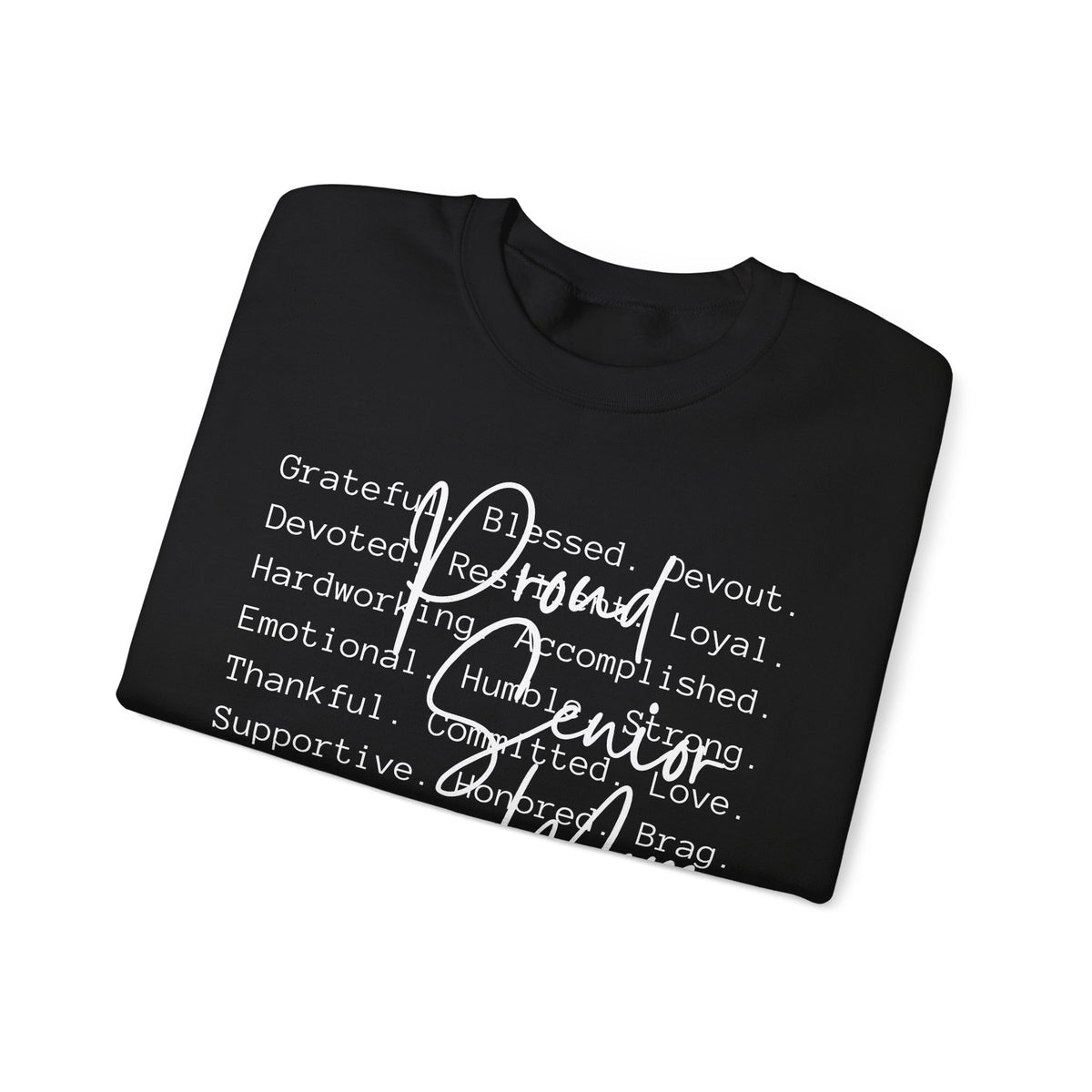 Proud Senior Mom, Description – Gildan Heavy Blend | Trendy Women’s Soft Sweatshirt. Direct to Garment. Printed & Shipped in the USA. Unisex Sizes.