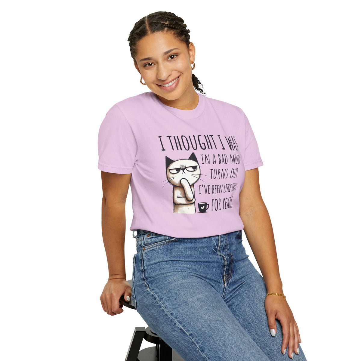 I Thought I Was In A Bad Mood, Grumpy Cat - Comfort Colors | Trendy Men's and Women's T-Shirt. Direct to Garment. Printed & Shipped in the USA. Unisex Sizes.