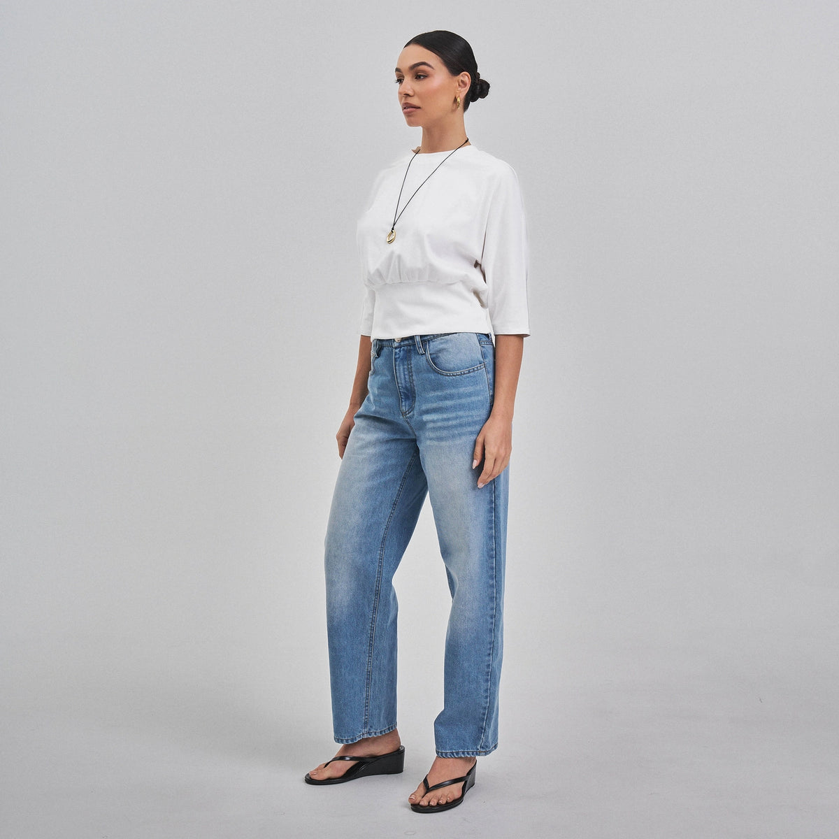 Jaclyn (Ivory) 3/4 Sleeve 94% Cotton Top