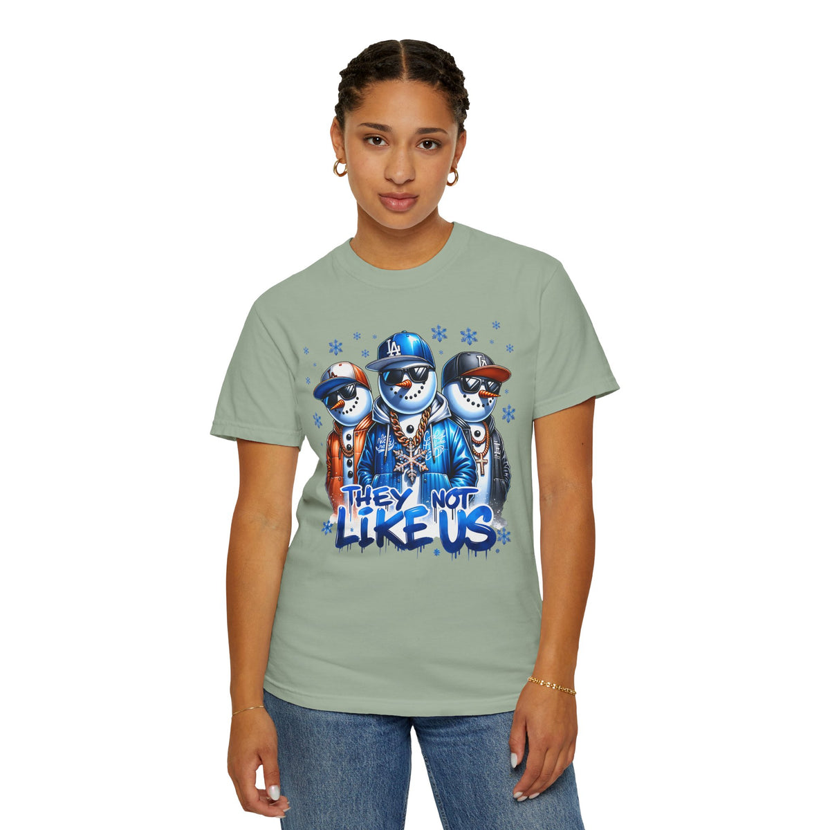 They Not Like Us Snowman - Comfort Colors | Trendy Men's and Women's T-Shirt. Direct to Garment. Printed & Shipped in the USA. Unisex Sizes.