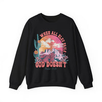 When All Else Fails, God Doesn't, Vintage – Gildan Heavy Blend | Trendy Women’s Soft Sweatshirt. Direct to Garment. Printed & Shipped in the USA. Unisex Sizes.
