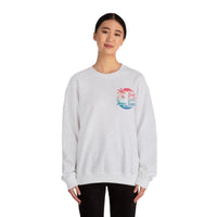 Sun Salt Sand, Beach Sunset - Front & Back Print – Gildan Heavy Blend | Trendy Women’s and Men's Soft Sweatshirt. Direct to Garment. Printed & Shipped in the USA. Unisex Sizes.