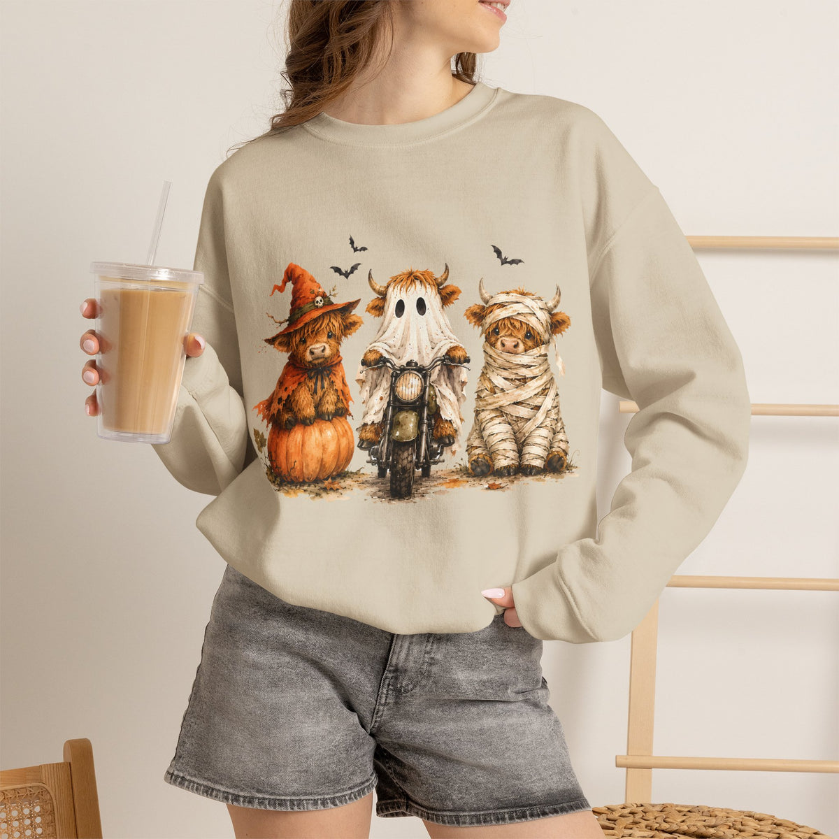 Highland Cows Halloween Costumes– Gildan Heavy Blend | Trendy Women’s Soft Sweatshirt. Direct to Garment. Printed & Shipped in the USA. Unisex Sizes.