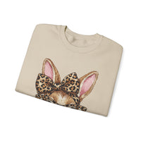 Bunny with Leopard Glasses and Bow – Gildan Heavy Blend | Trendy Women’s Soft Sweatshirt. Direct to Garment. Printed & Shipped in the USA. Unisex Sizes.
