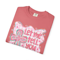 Let Me Tell You About My Jesus, Pink and Green - Comfort Colors | Trendy Women's T-Shirt. Direct to Garment. Printed & Shipped in the USA. Unisex Sizes.