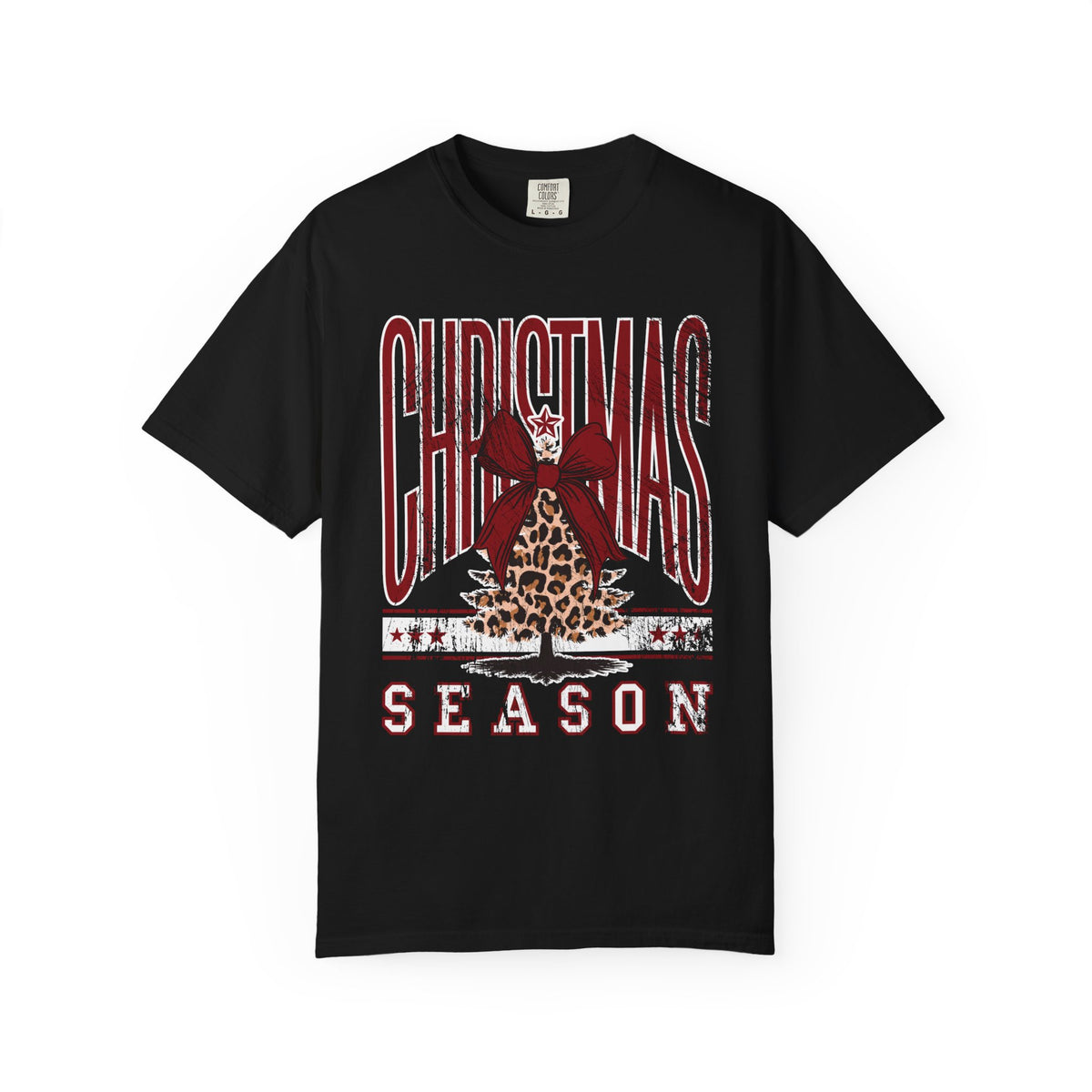 Christmas Season Leopard Tree  - Comfort Colors | Trendy Women's T-Shirt. Direct to Garment. Printed & Shipped in the USA. Unisex Sizes.