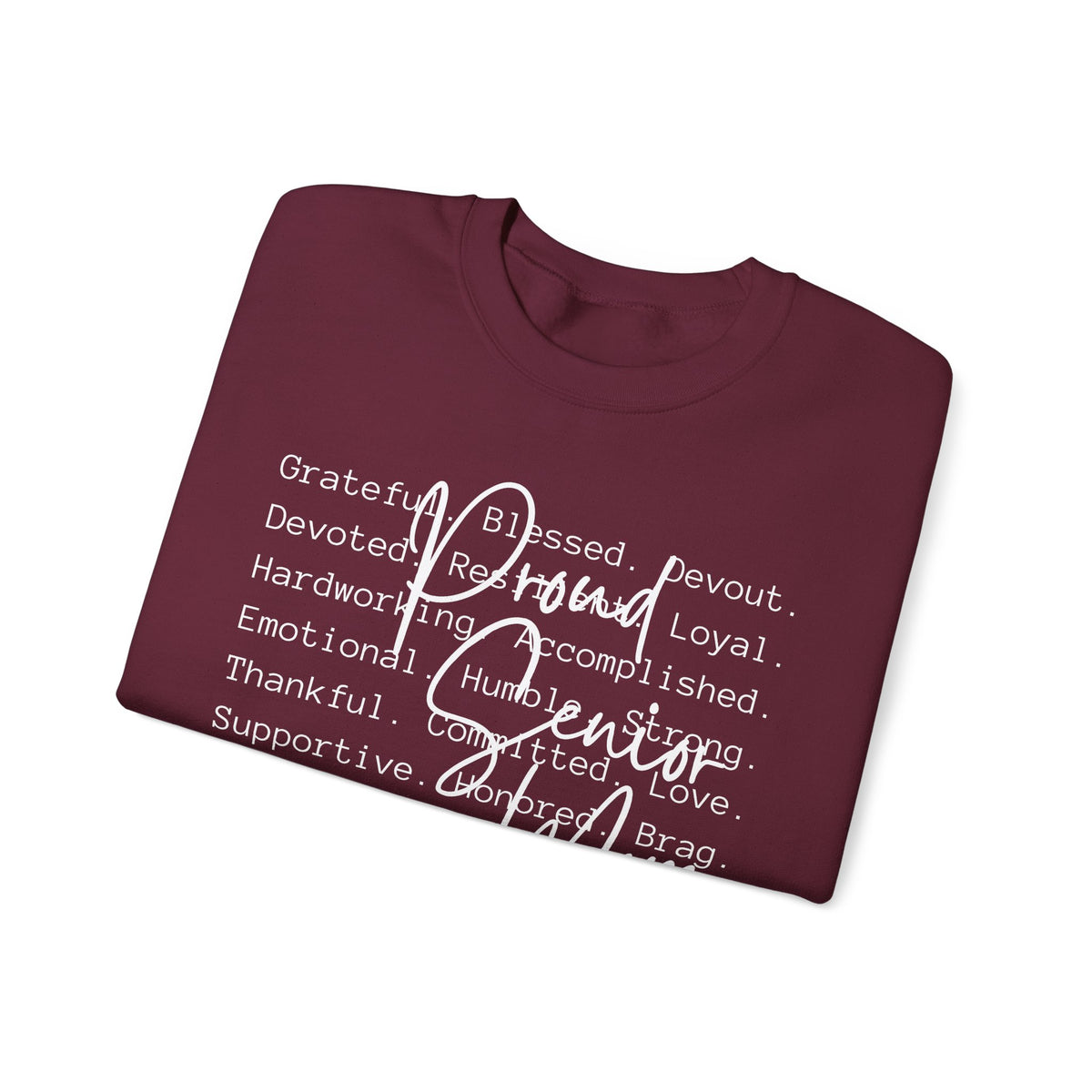 Proud Senior Mom, Description – Gildan Heavy Blend | Trendy Women’s Soft Sweatshirt. Direct to Garment. Printed & Shipped in the USA. Unisex Sizes.