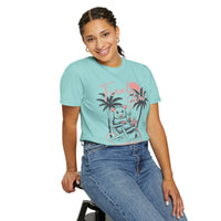 Feral Girl Summer, Possum on a Beach - Comfort Colors | Trendy Women's T-Shirt. Direct to Garment. Printed & Shipped in the USA. Unisex Sizes.