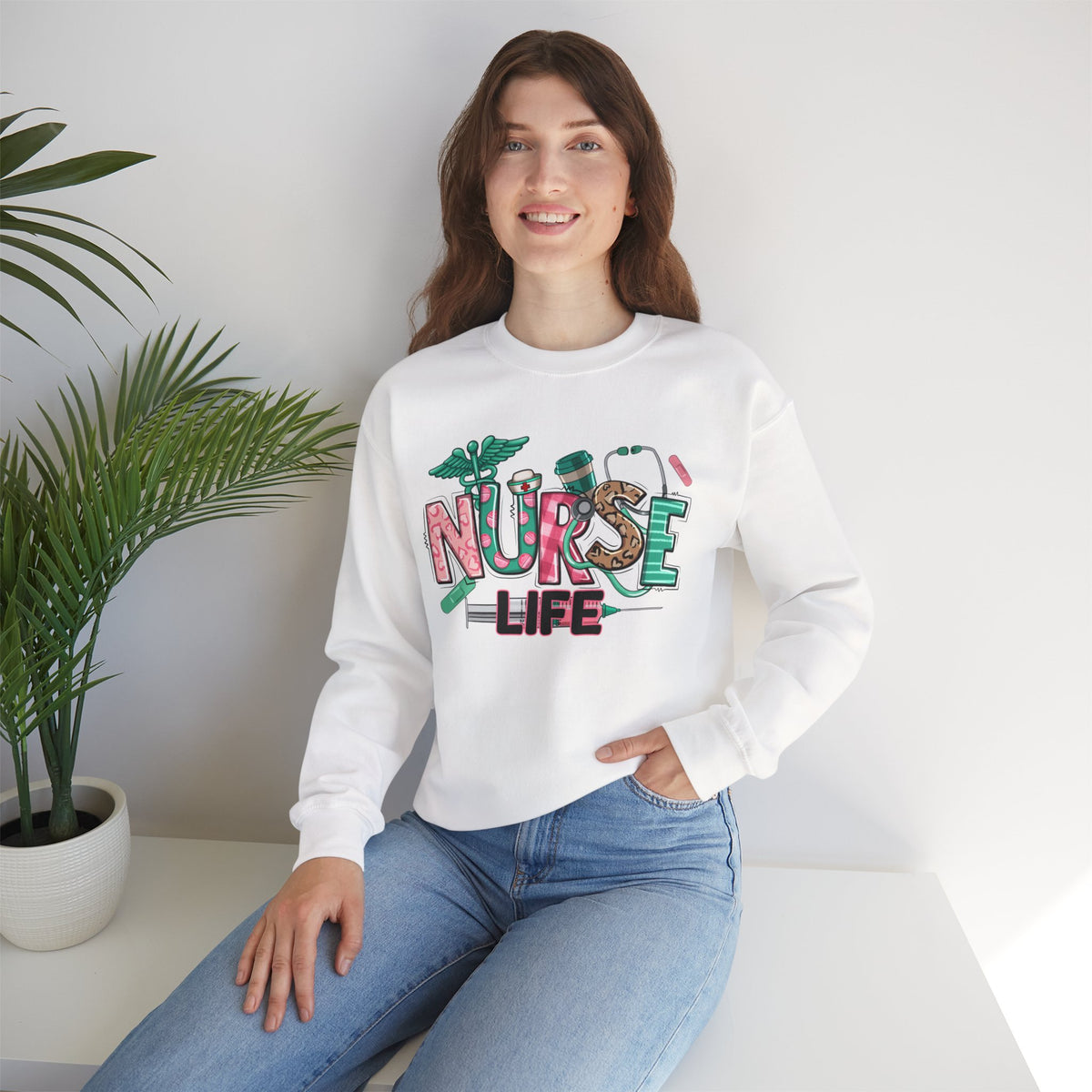 Nurse Life Cute Preppy Healthcare – Gildan Heavy Blend | Trendy Women’s Soft Sweatshirt. Direct to Garment. Printed & Shipped in the USA. Unisex Sizes.