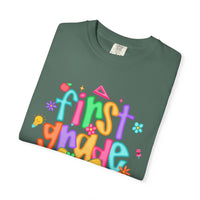 Coquette First Grade Pencil Bow - Comfort Colors | Trendy Women's T-Shirt. Direct to Garment. Printed & Shipped in the USA. Unisex Sizes.