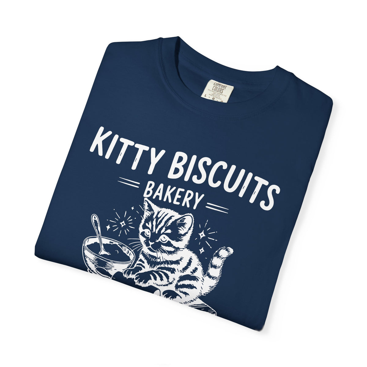 Kitty Biscuits Bakery - Comfort Colors | Trendy Women's and Men's T-Shirt. Direct to Garment. Printed & Shipped in the USA. Unisex Sizes.