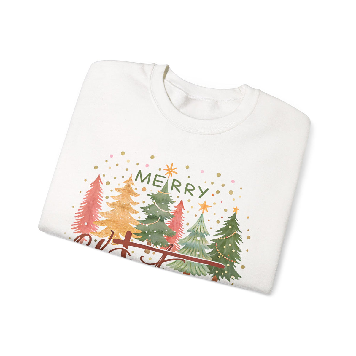 Merry ChrisTmas - Christian Faith – Gildan Heavy Blend | Trendy Women’s Soft Sweatshirt. Direct to Garment. Printed & Shipped in the USA. Unisex Sizes.