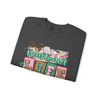 Receptionist Life – Gildan Heavy Blend | Trendy Women’s Soft Sweatshirt. Direct to Garment. Printed & Shipped in the USA. Unisex Sizes.