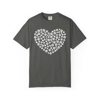 Dog Paw Heart - Comfort Colors | Trendy Women's T-Shirt. Direct to Garment. Printed & Shipped in the USA. Unisex Sizes.