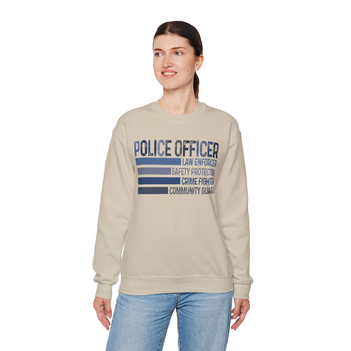 Police Officer - Description – Gildan Heavy Blend | Trendy Men's and Women’s Soft Sweatshirt. Direct to Garment. Printed & Shipped in the USA. Unisex Sizes.
