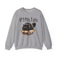 If I Fits I Sits, Cat in a Box – Gildan Heavy Blend | Trendy Women’s and Men's Soft Sweatshirt. Direct to Garment. Printed & Shipped in the USA. Unisex Sizes.