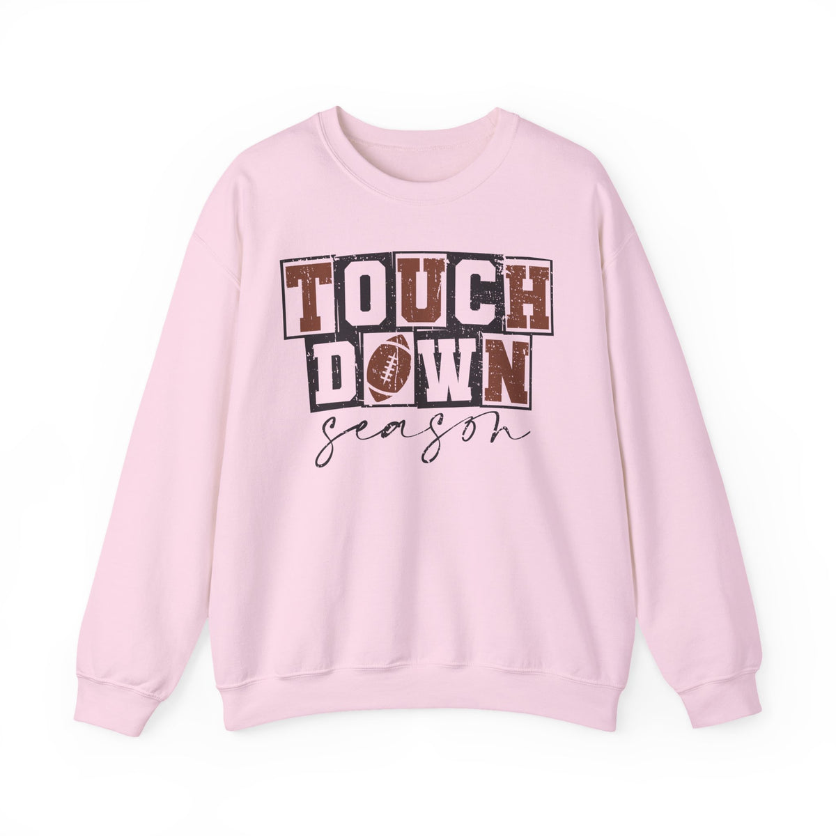 Touchdown Season - Distressed – Gildan Heavy Blend | Trendy Men's and Women’s Soft Sweatshirt. Direct to Garment. Printed & Shipped in the USA. Unisex Sizes.