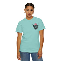 Head Heffa Highland Cow, Front & Back Print - Comfort Colors | Trendy Women's T-Shirt. Direct to Garment. Printed & Shipped in the USA. Unisex Sizes.