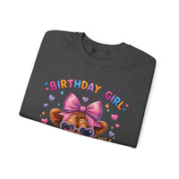 Birthday Girl, Highland Cow – Gildan Heavy Blend | Trendy Women’s Soft Sweatshirt. Direct to Garment. Printed & Shipped in the USA. Unisex Sizes.