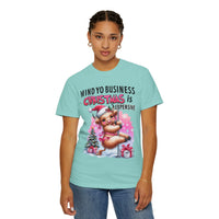 Highland Cow Mind Yo Business Christmas is Expensive - Comfort Colors | Trendy Women's T-Shirt. Direct to Garment. Printed & Shipped in the USA. Unisex Sizes.