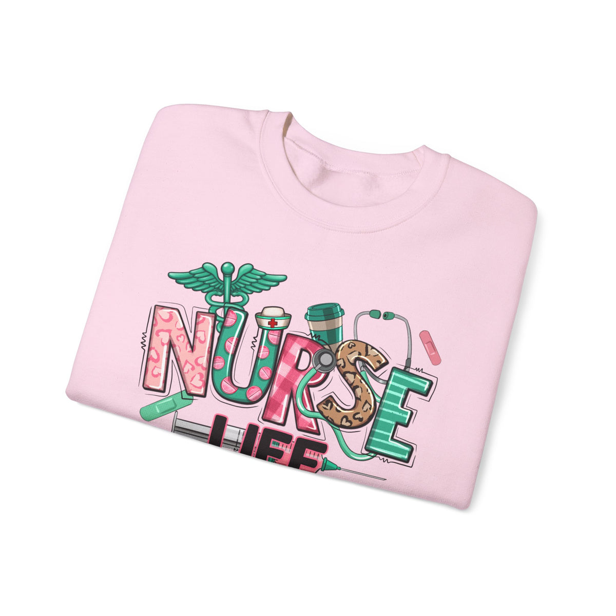 Nurse Life Cute Preppy Healthcare – Gildan Heavy Blend | Trendy Women’s Soft Sweatshirt. Direct to Garment. Printed & Shipped in the USA. Unisex Sizes.