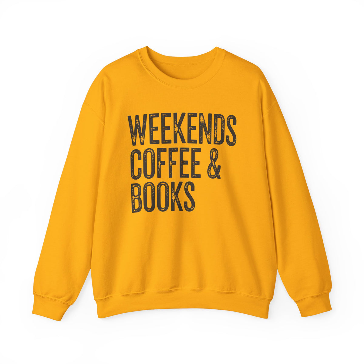 Weekends, Coffee & Books, Vintage – Gildan Heavy Blend | Trendy Women’s and Men's Soft Sweatshirt. Direct to Garment. Printed & Shipped in the USA. Unisex Sizes.