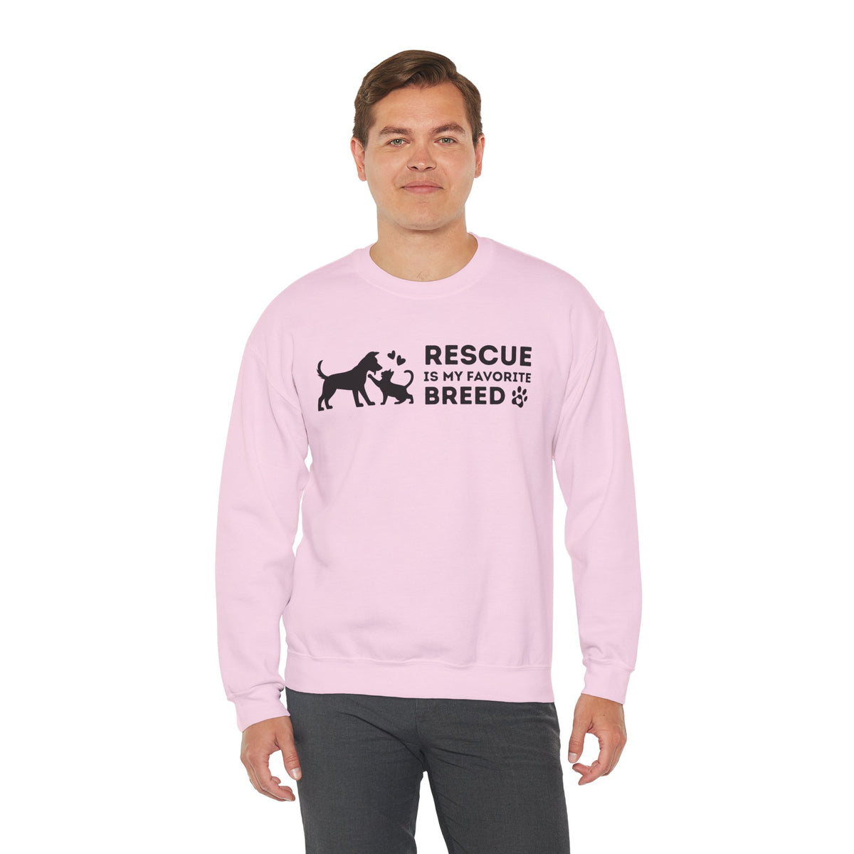 Rescue Is My Favorite Breed *This Shirt Saves Lives* – Gildan Heavy Blend | Trendy Men's and Women’s Soft Sweatshirt. Direct to Garment. Printed & Shipped in the USA. Unisex Sizes.