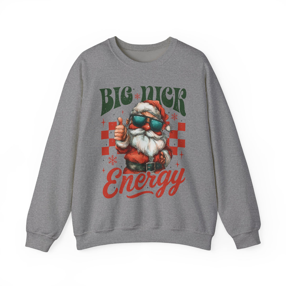 Big Nick Energy - Retro Santa Thumbs Up – Gildan Heavy Blend | Trendy Men's and Women’s Soft Sweatshirt. Direct to Garment. Printed & Shipped in the USA. Unisex Sizes.