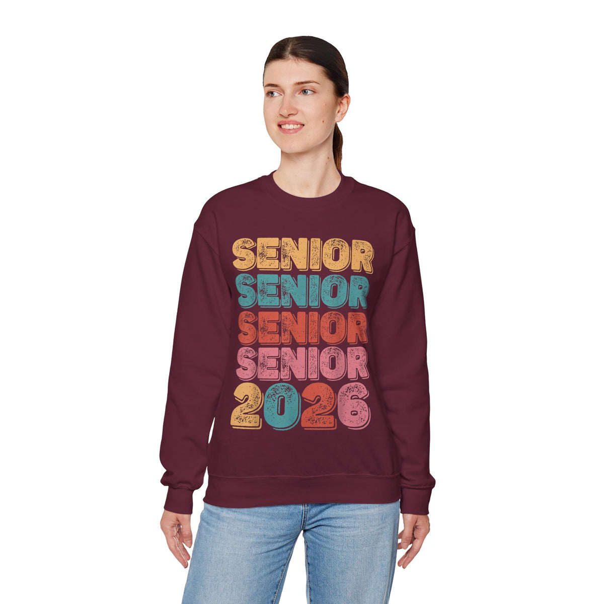 Senior Class of 2026 Retro – Gildan Heavy Blend | Trendy Men's and Women’s Soft Sweatshirt. Direct to Garment. Printed & Shipped in the USA. Unisex Sizes.