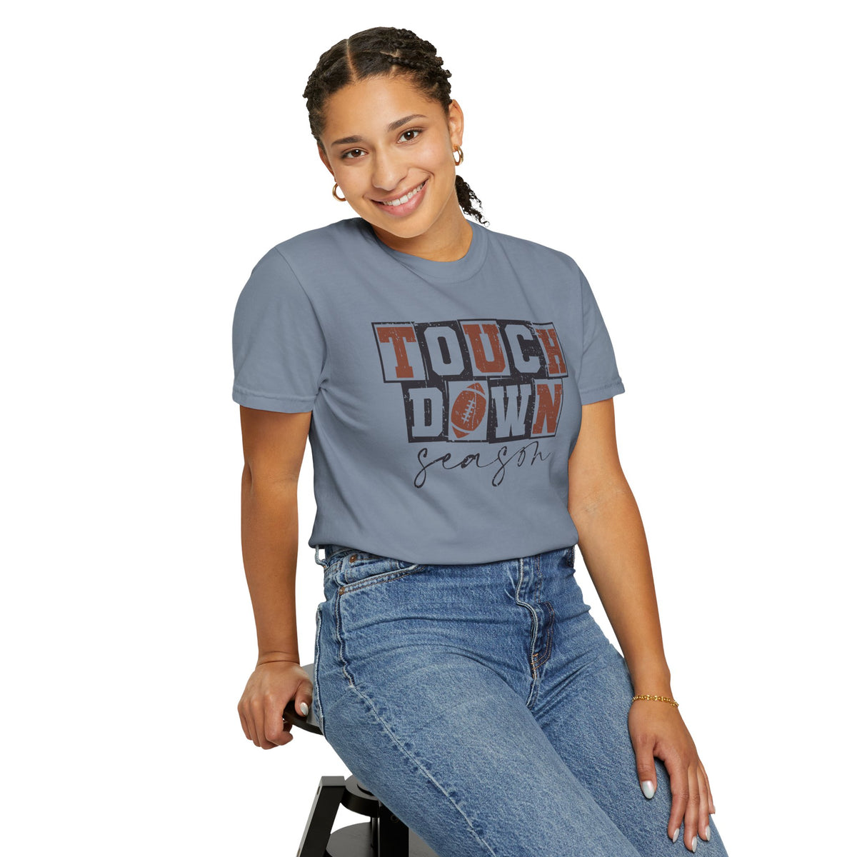 Touchdown Season - Distressed - Comfort Colors | Trendy Men's and Women's T-Shirt. Direct to Garment. Printed & Shipped in the USA. Unisex Sizes.
