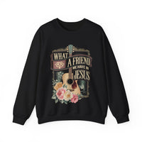 What a Friend We Have in Jesus, Guitar Vintage – Gildan Heavy Blend | Trendy Women’s Soft Sweatshirt. Direct to Garment. Printed & Shipped in the USA. Unisex Sizes.