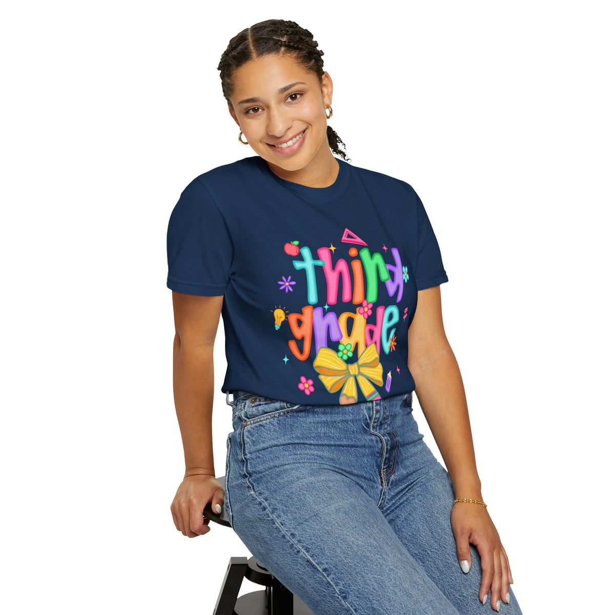 Coquette Third Grade Pencil Bow - Comfort Colors | Trendy Women's T-Shirt. Direct to Garment. Printed & Shipped in the USA. Unisex Sizes.