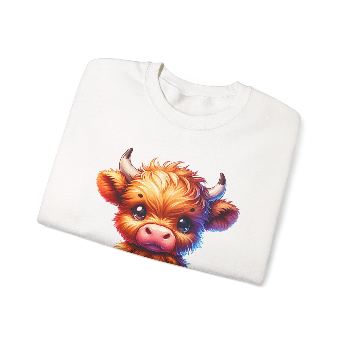 Sugar Addict Highland Cow – Gildan Heavy Blend | Trendy Women’s Soft Sweatshirt. Direct to Garment. Printed & Shipped in the USA. Unisex Sizes.