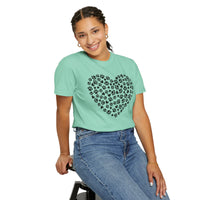 Dog Paw Heart - Comfort Colors | Trendy Women's T-Shirt. Direct to Garment. Printed & Shipped in the USA. Unisex Sizes.