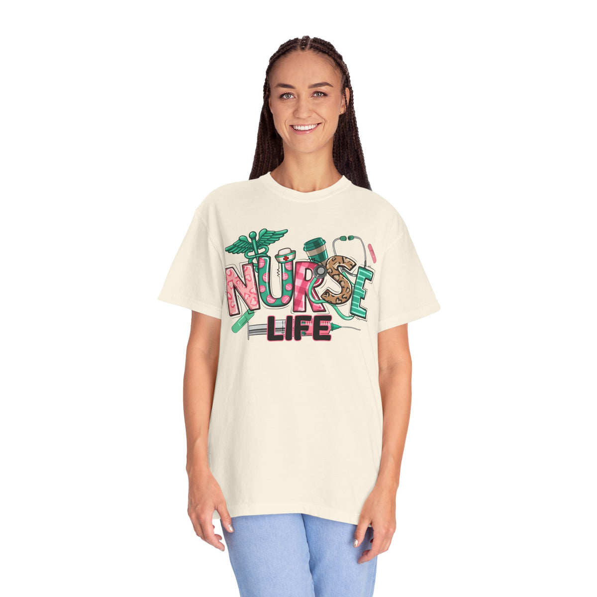 Nurse Life Cute Preppy Healthcare - Comfort Colors | Trendy Women's T-Shirt. Direct to Garment. Printed & Shipped in the USA. Unisex Sizes.
