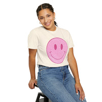 Faux Glitter Smiley - Comfort Colors | Trendy Women's T-Shirt. Direct to Garment. Printed & Shipped in the USA. Unisex Sizes.