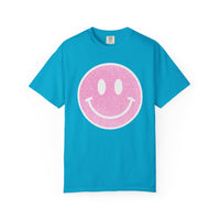 Faux Glitter Smiley - Comfort Colors | Trendy Women's T-Shirt. Direct to Garment. Printed & Shipped in the USA. Unisex Sizes.