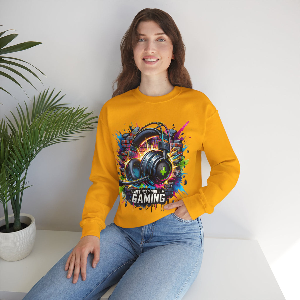 Gaming Headset I Can't Hear You, I'm Gaming – Gildan Heavy Blend | Trendy Women’s and Men's Soft Sweatshirt. Direct to Garment. Printed & Shipped in the USA. Unisex Sizes.